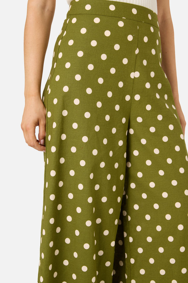 Princess Highway - Polka Dot Wide Leg Pant - olive
