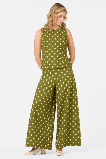 Princess Highway - Polka Dot Shell Top - olive