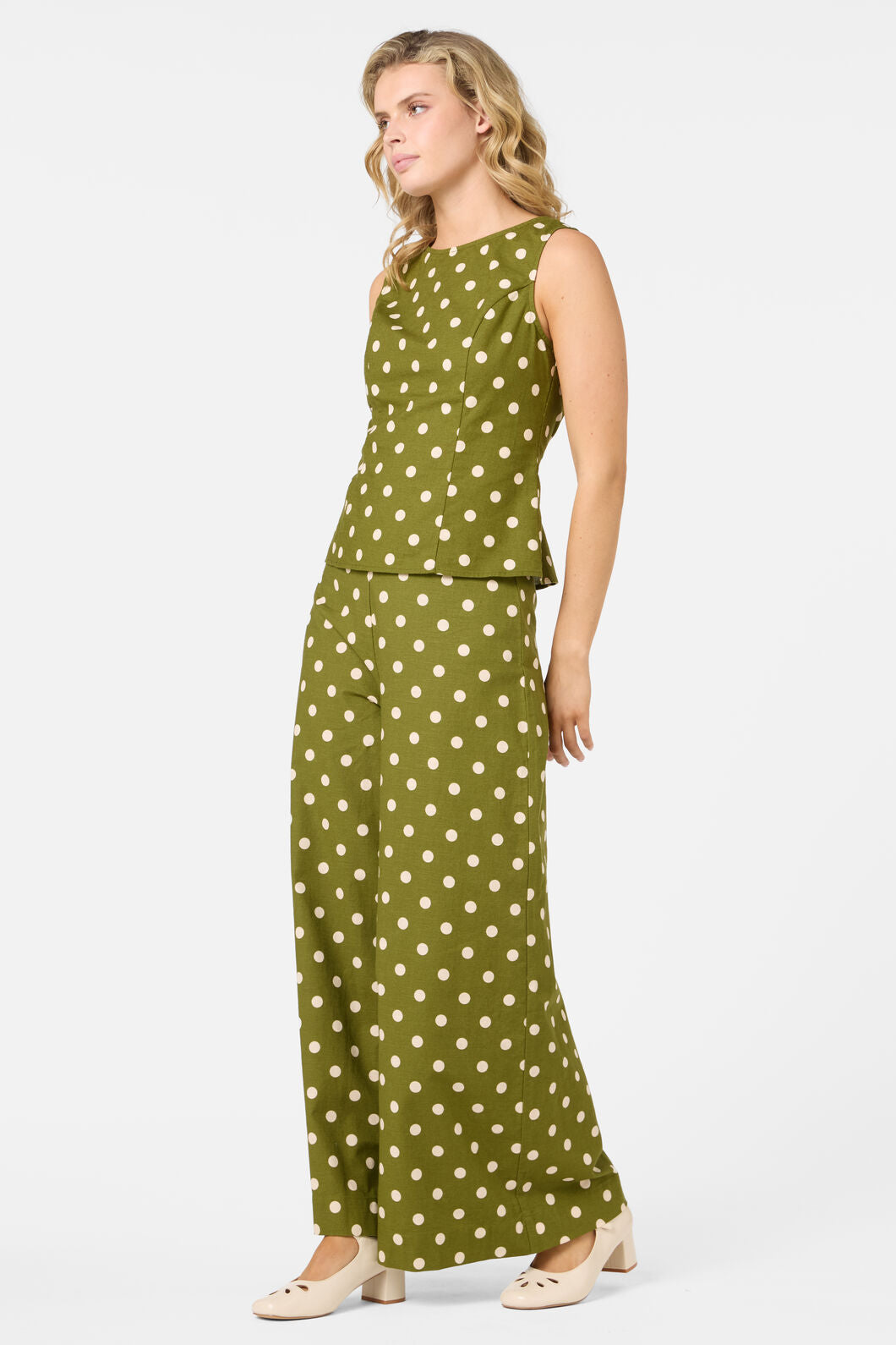 Princess Highway - Polka Dot Shell Top - olive