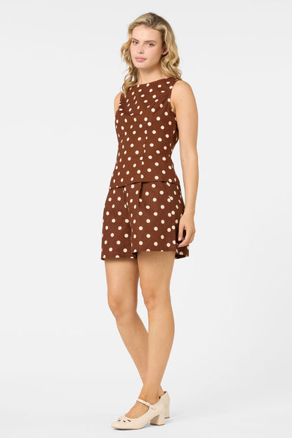 Princess Highway - Polka Dot Shell Top - chocolate