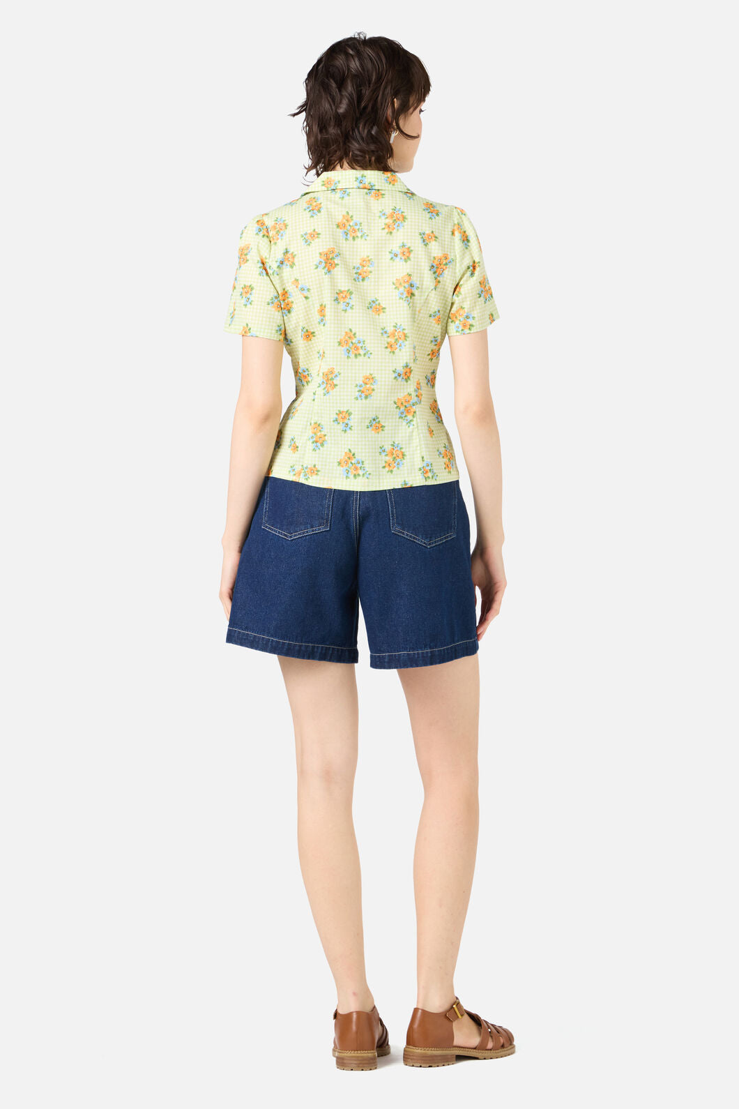 Princess Highway - Gingham Floral Blouse - green