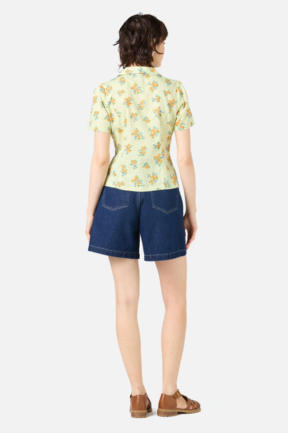 Princess Highway - Gingham Floral Blouse - green