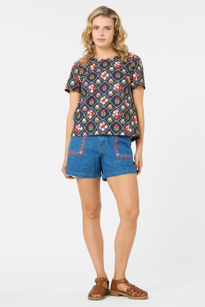 Princess Highway - Judy Short Sleeve Top - navy