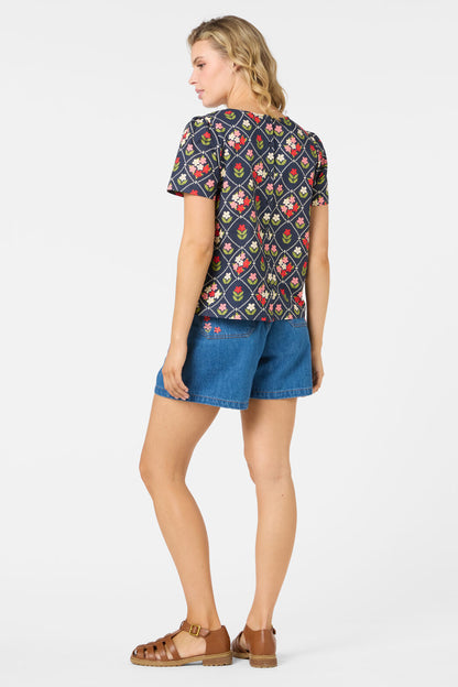 Princess Highway - Judy Short Sleeve Top - navy
