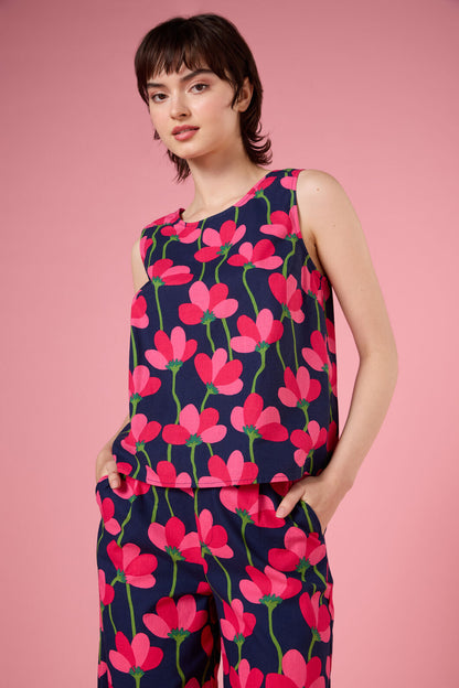 Princess Highway - Lulu Flower Shell Top - navy