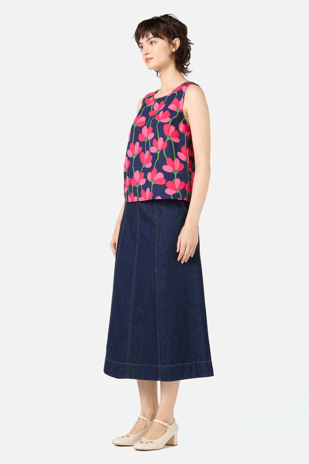 Princess Highway - Lulu Flower Shell Top - navy