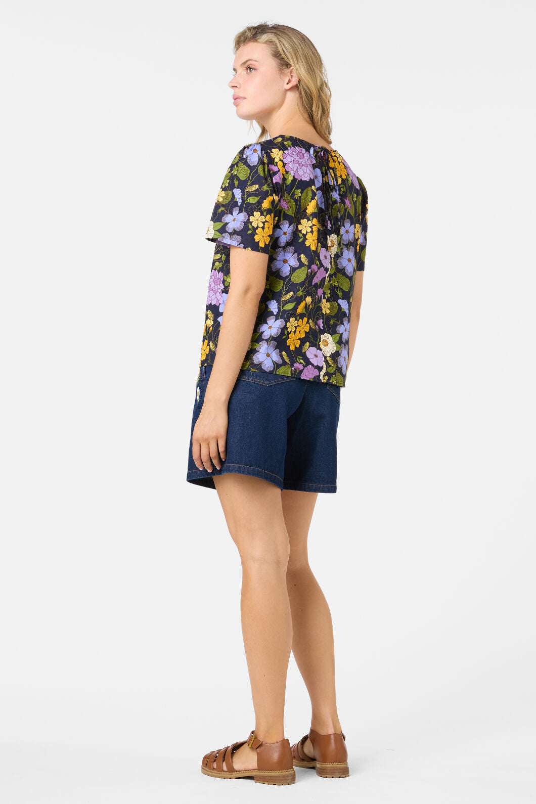Princess Highway - Grasshopper Floral SS Top - navy