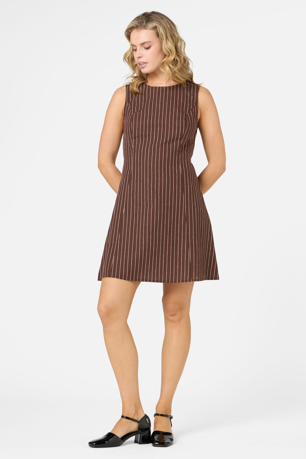 Princess Highway - Frankie Pinstripe Shift Dress - chocolate