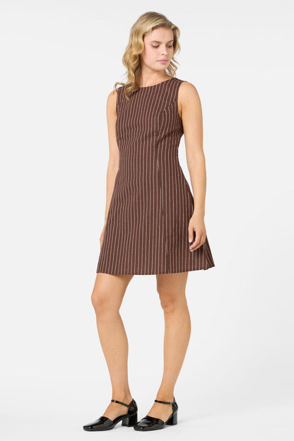 Princess Highway - Frankie Pinstripe Shift Dress - chocolate