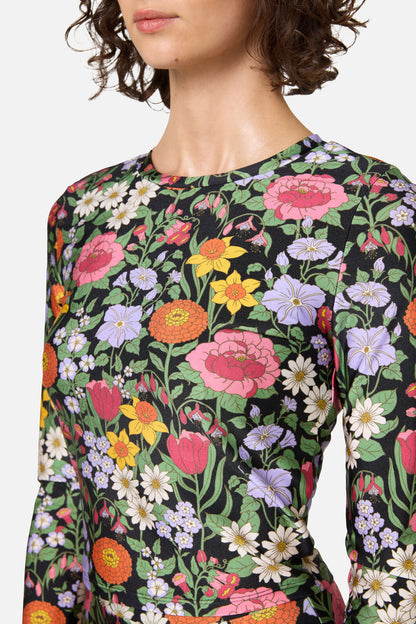 Princess Highway - Floral Field Rashie Swim Top - black