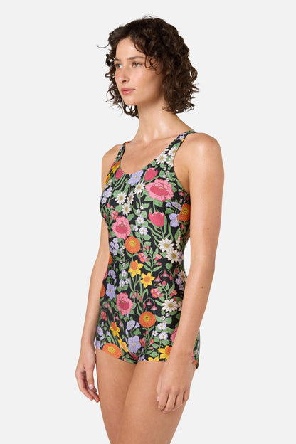 Princess Highway - Floral Field Boyleg One Piece - black