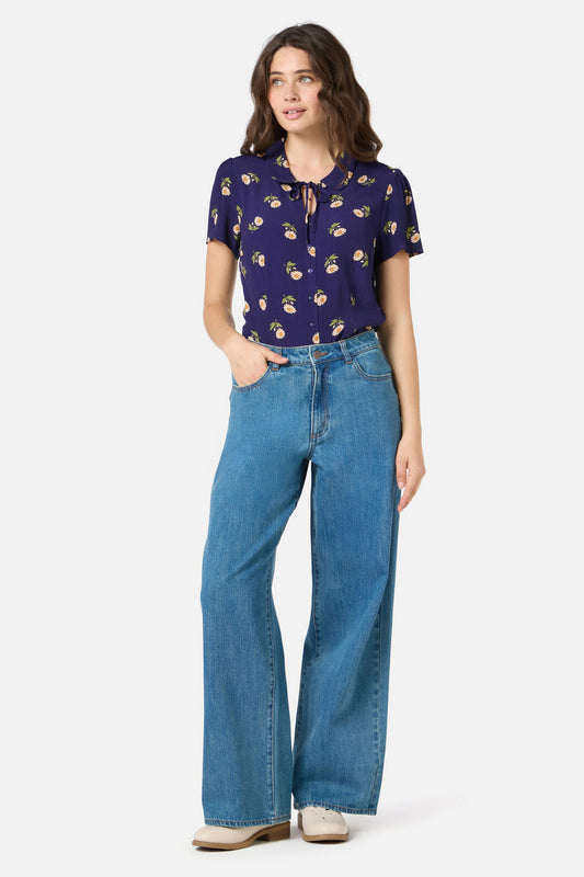 Princess Highway - Marguerite Daisy Blouse - navy