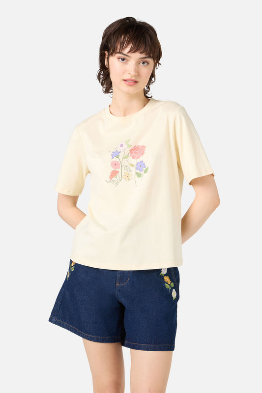 Princess Highway - Grasshopper Floral Relaxed Tee - lemon