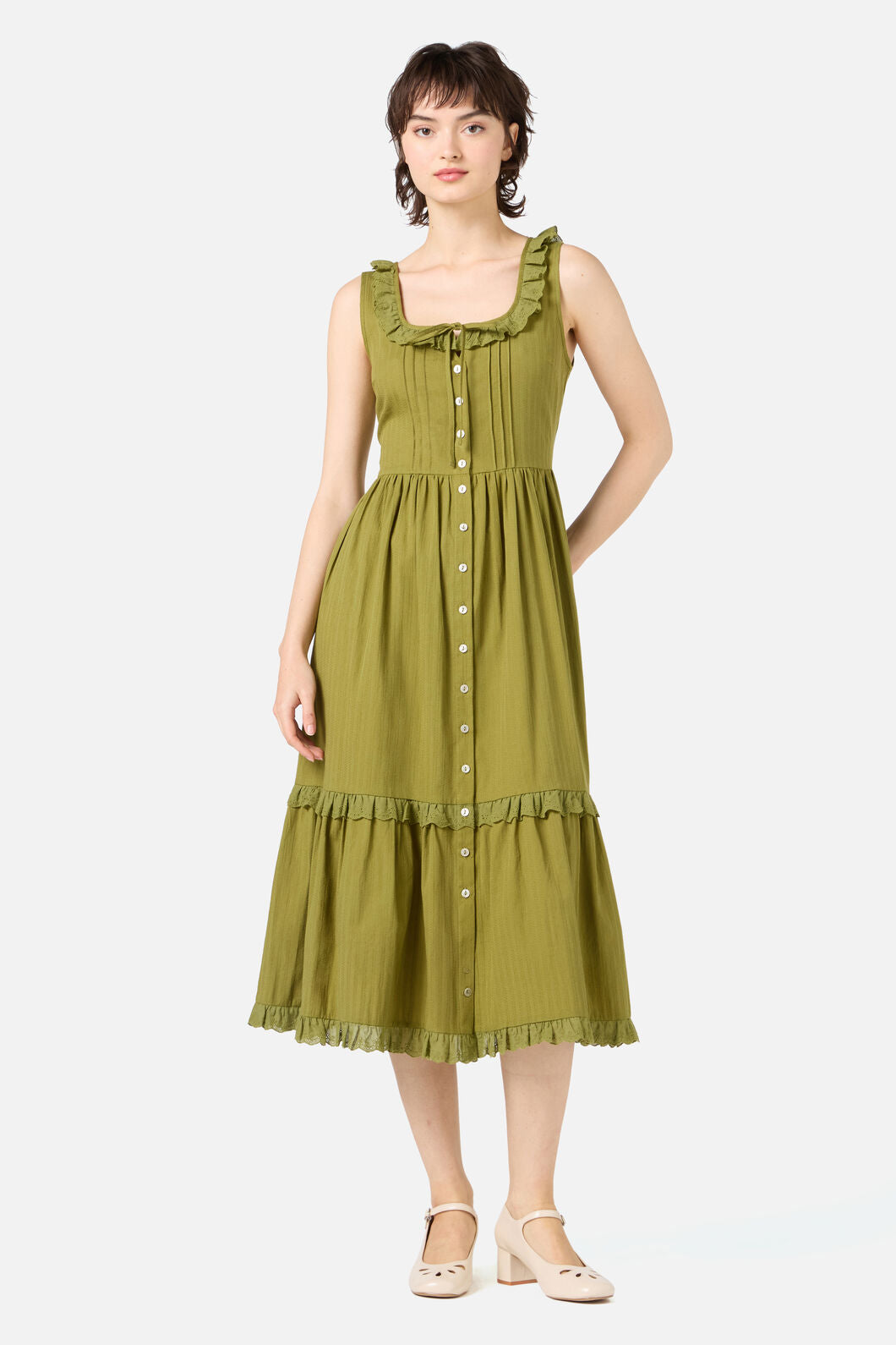 Princess Highway - Elise Corset Midi Dress - olive-green