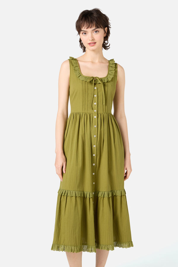 Princess Highway - Elise Corset Midi Dress - olive-green