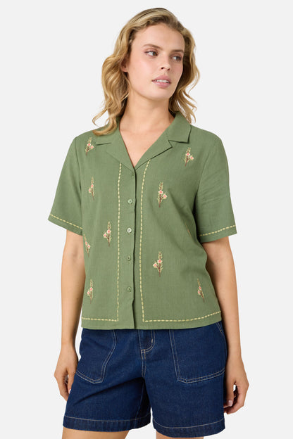 Princess Highway - Eva Embroidered Shirt - olive
