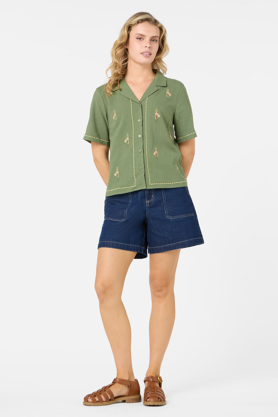 Princess Highway - Eva Embroidered Shirt - olive