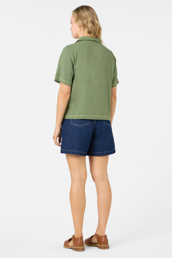 Princess Highway - Eva Embroidered Shirt - olive