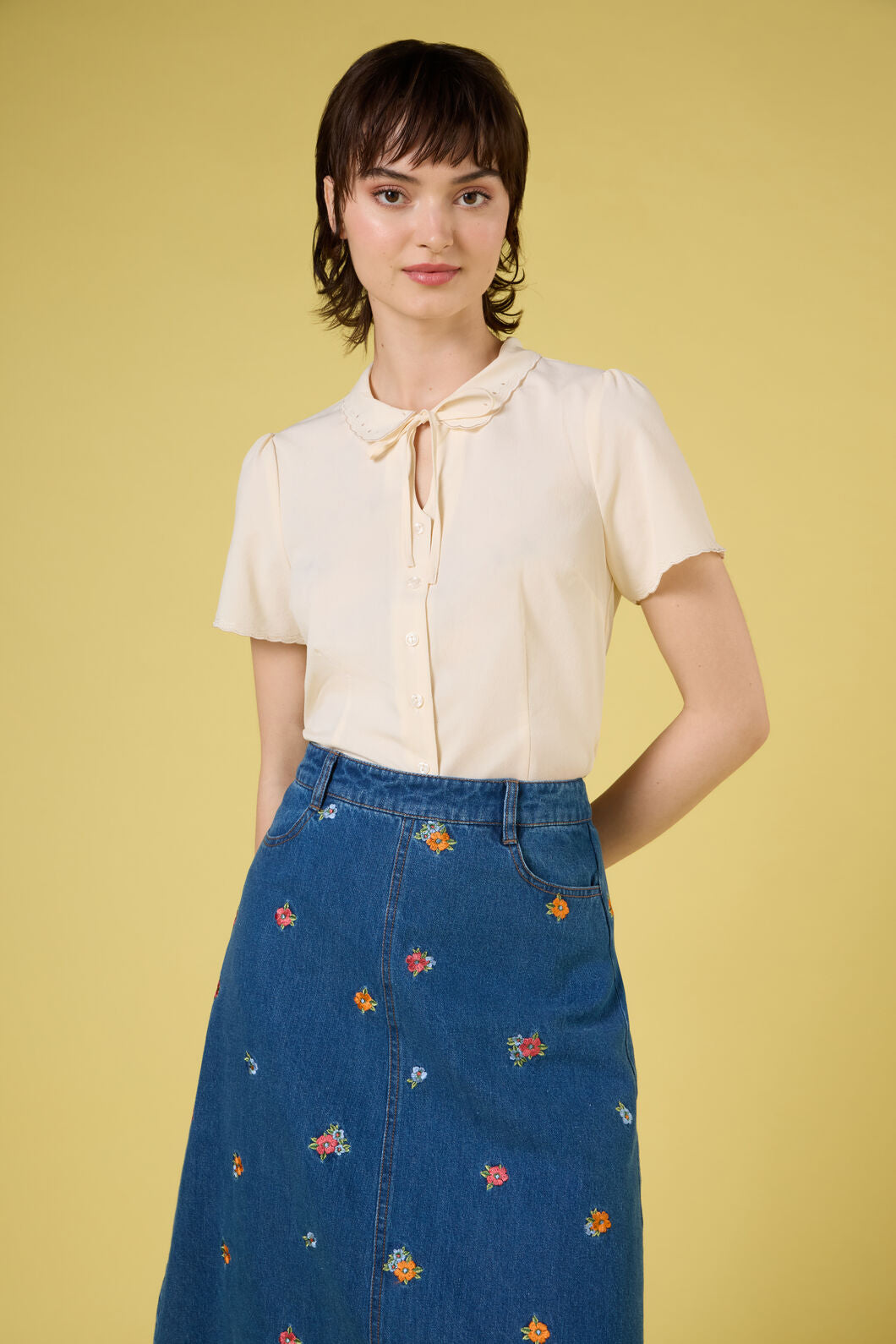 Princess Highway - Josie Short Sleeve Blouse - cream