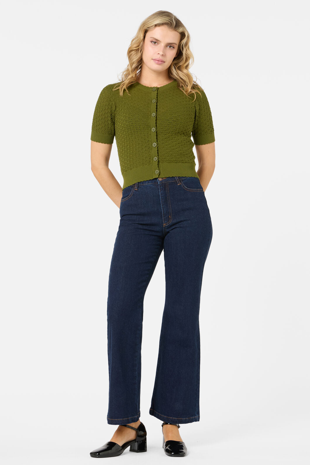 Princess Highway - Garden Short Sleeve Cardigan - olive