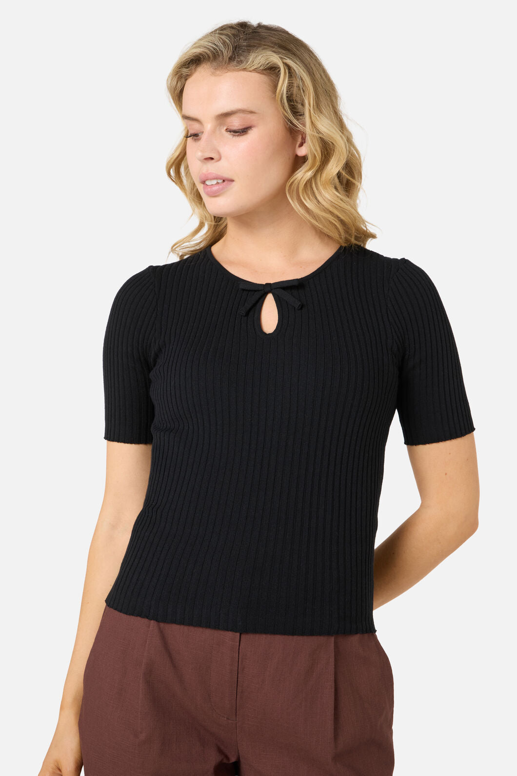 Princess Highway - Sara Bow Knit Top - black