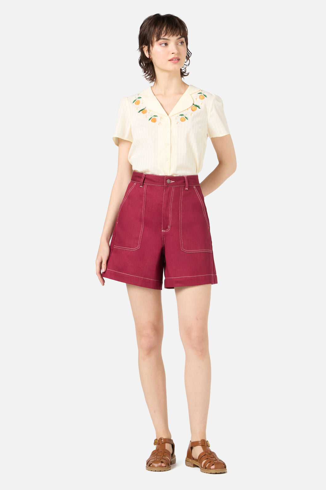 Princess Highway - Ruby Drill Shorts - wine