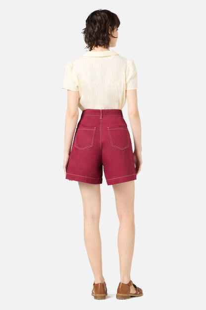 Princess Highway - Ruby Drill Shorts - wine