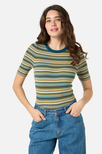 Princess Highway - Sadie Stripe Knit Top - teal