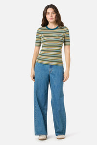 Princess Highway - Sadie Stripe Knit Top - teal