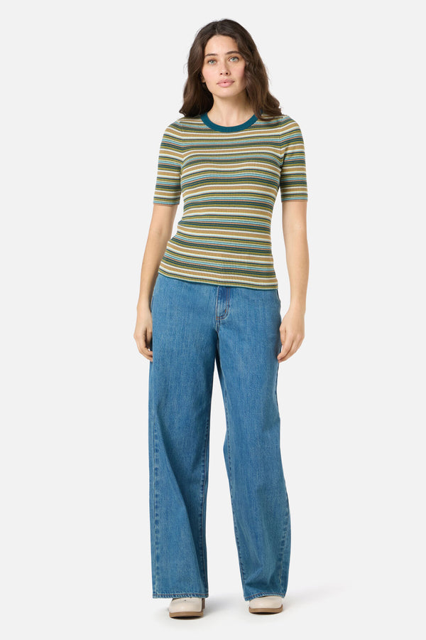 Princess Highway - Sadie Stripe Knit Top - teal