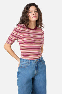 Princess Highway - Sadie Stripe Knit Top - berry