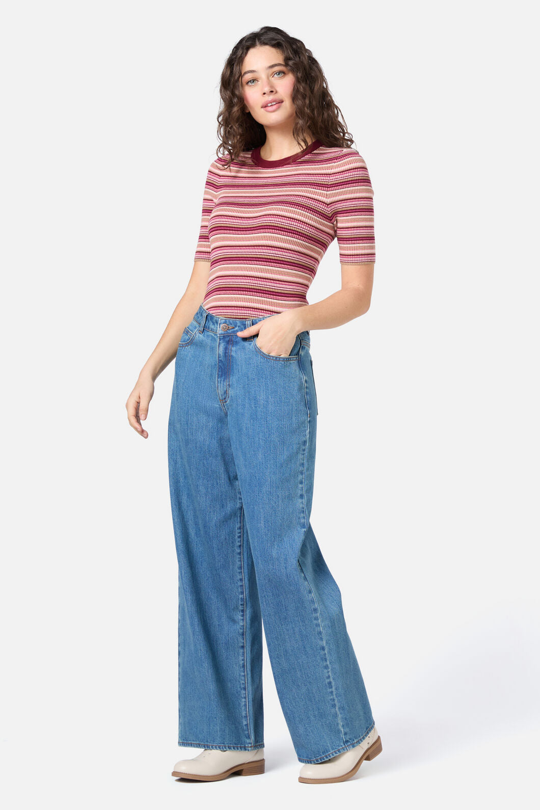 Princess Highway - Sadie Stripe Knit Top - berry