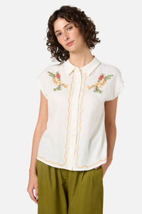 Princess Highway - Native Flora Embroidered Shirt - cream