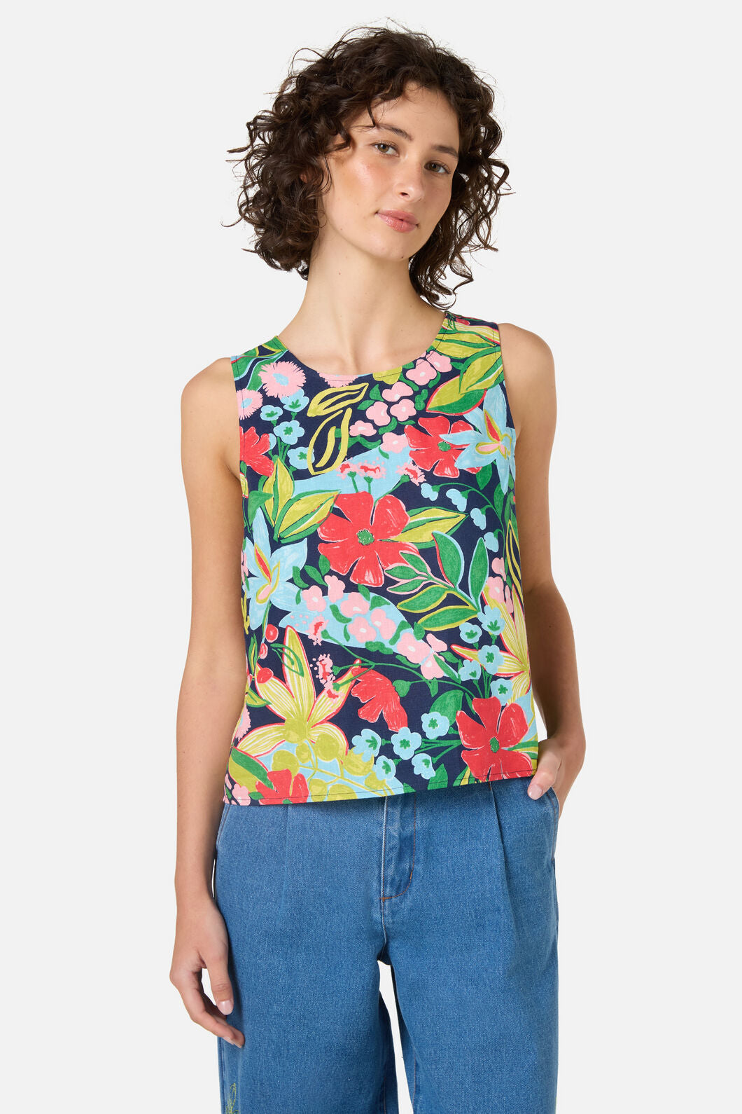 Princess Highway - Lexi Floral Shell Top - navy