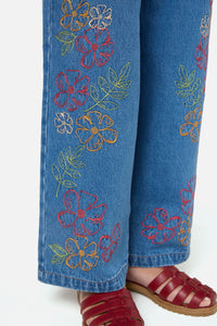 Princess Highway - Alexa Flower Embroidered Jean - blue-denim