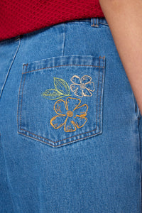 Princess Highway - Alexa Flower Embroidered Jean - blue-denim