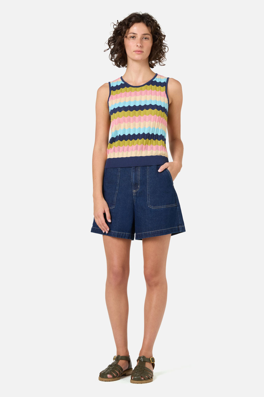 Princess Highway - Ava Stripe Knit Tank - navy