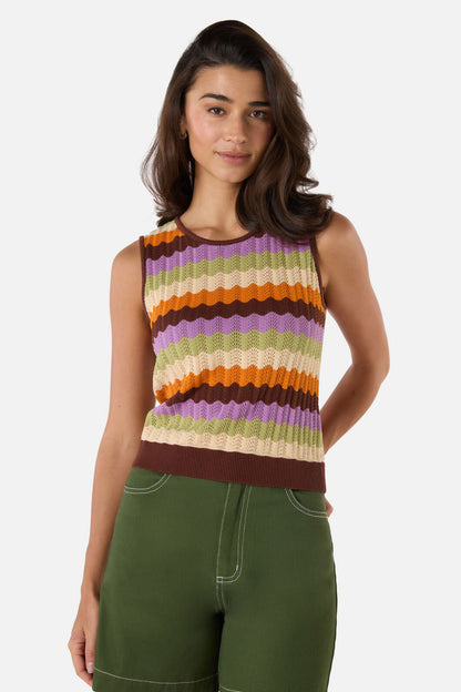 Princess Highway - Ava Stripe Knit Tank - chocolate