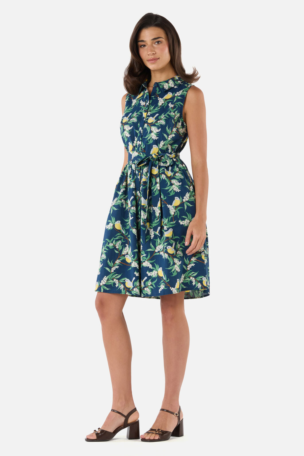 Princess Highway - Yellow Robin Shirt Dress - navy