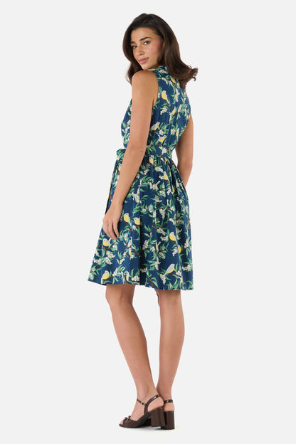 Princess Highway - Yellow Robin Shirt Dress - navy