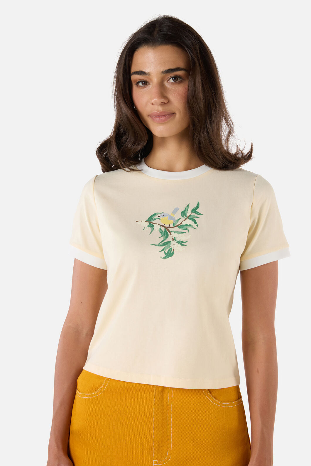Princess Highway - Yellow Robin Ringer Tee - lemon
