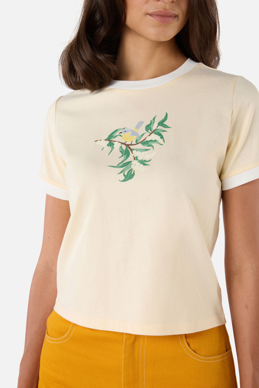 Princess Highway - Yellow Robin Ringer Tee - lemon