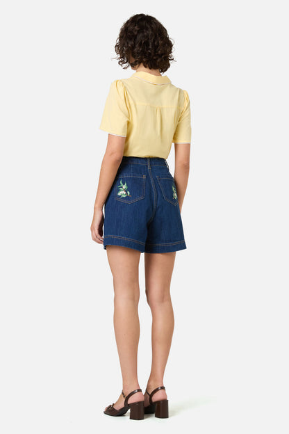 Princess Highway - Robin Embroidered Denim Short - blue-denim