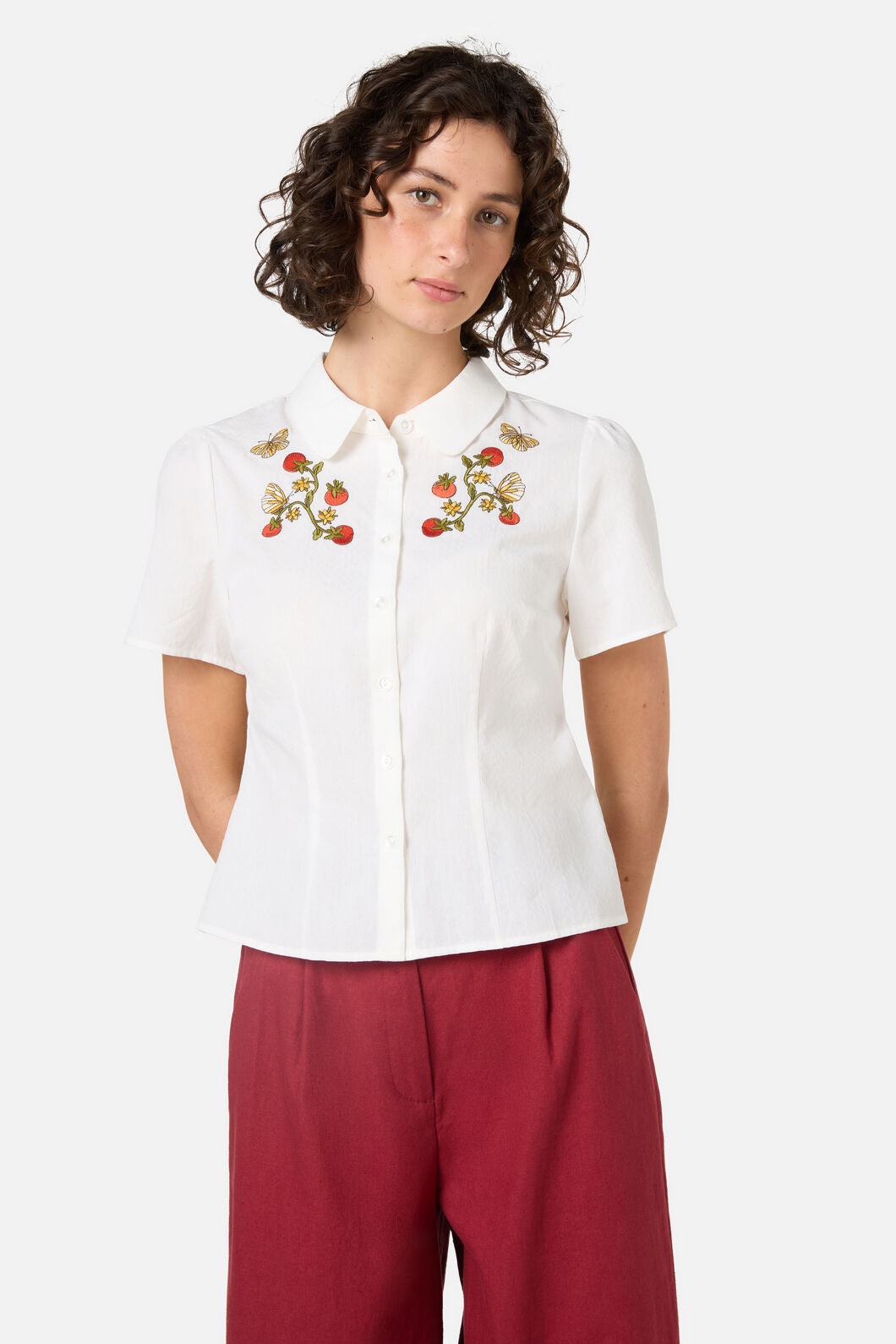 Princess Highway - Tomatoes Embroidered Blouse - cream