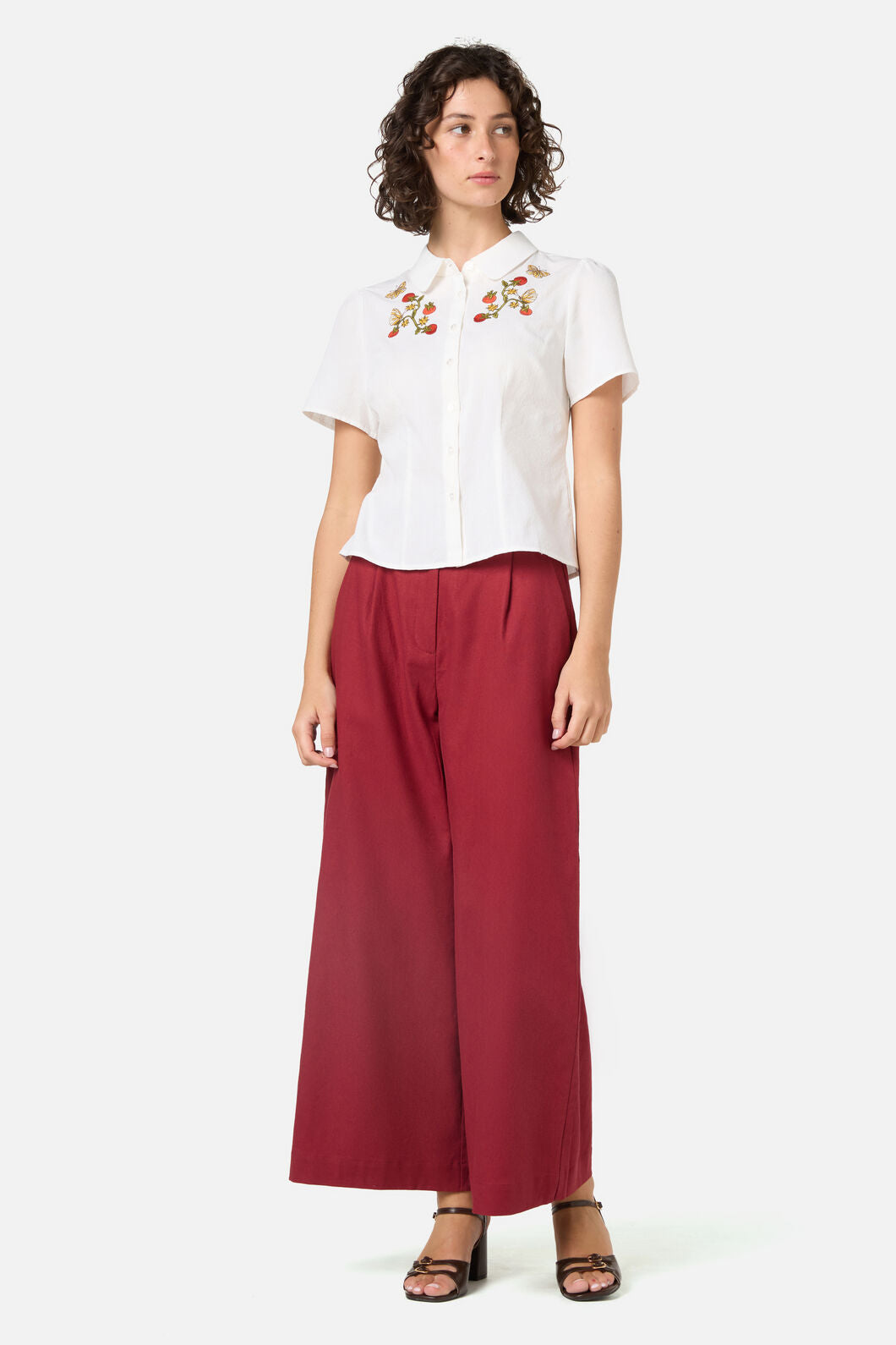 Princess Highway - Tomatoes Embroidered Blouse - cream