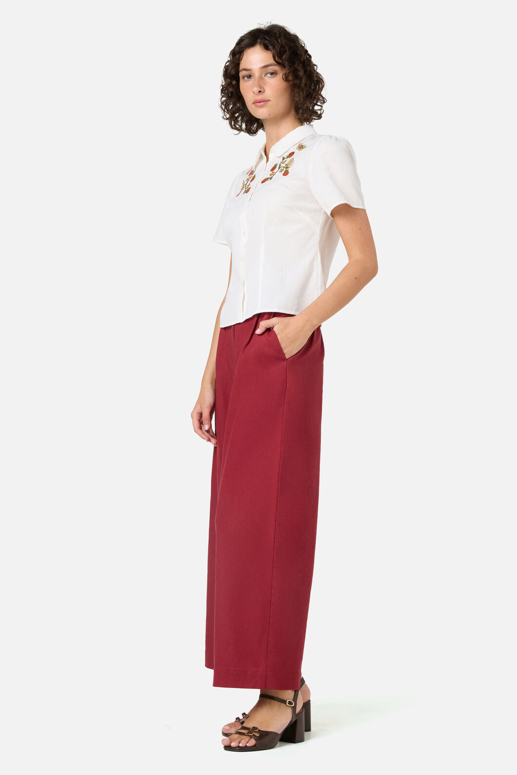 Princess Highway - Tomatoes Embroidered Blouse - cream