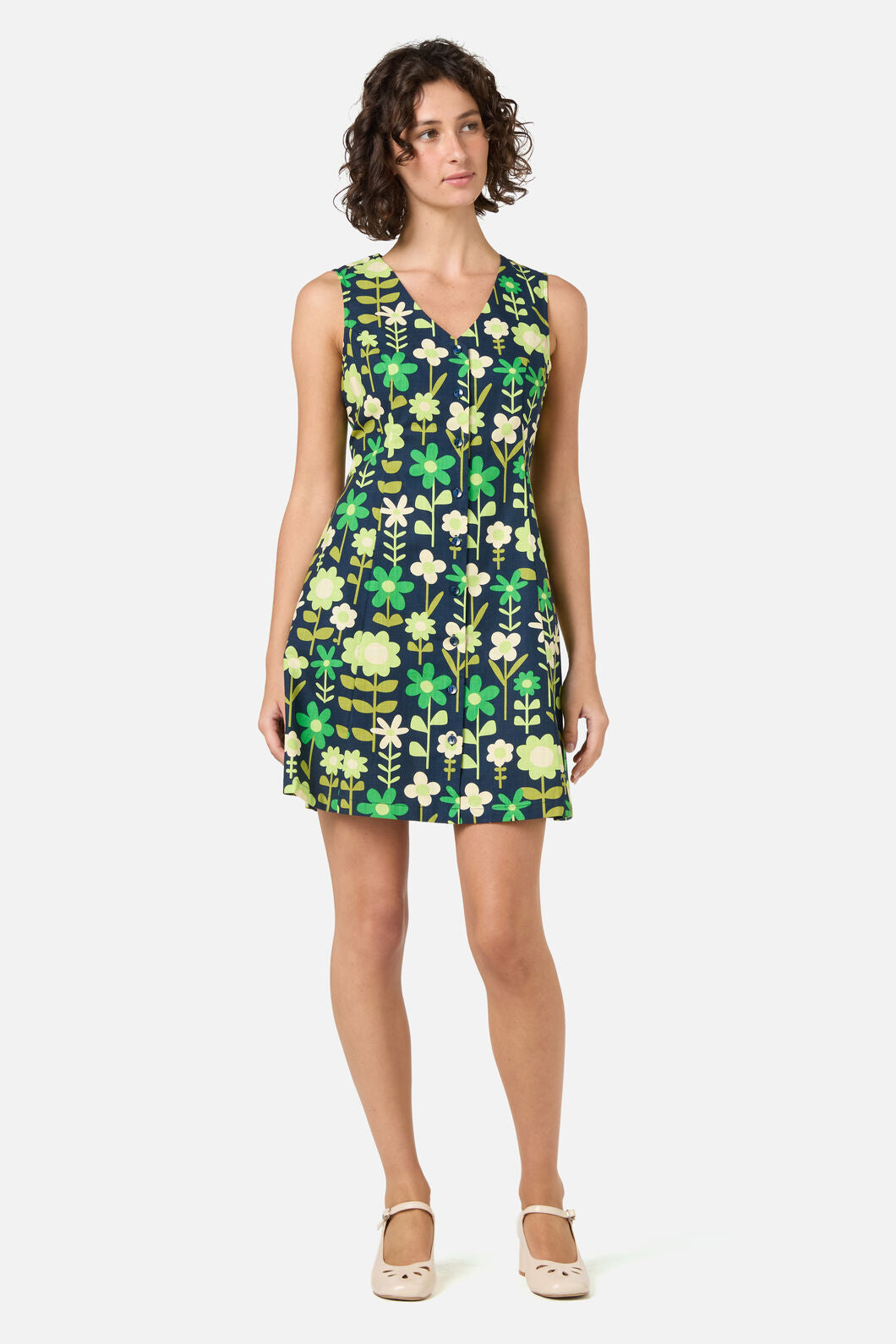 Princess Highway - Penny 60's Button Front Dress - navy