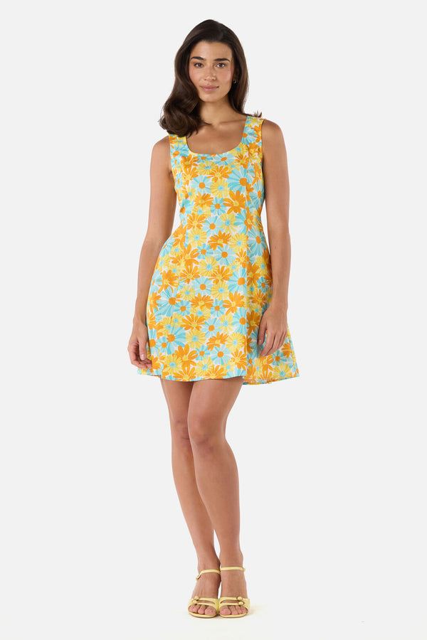 Princess Highway - Vintage Daisy Mini Shift Dress - blue