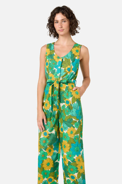 Princess Highway - Nellie 70'S Floral Jumpsuit - green