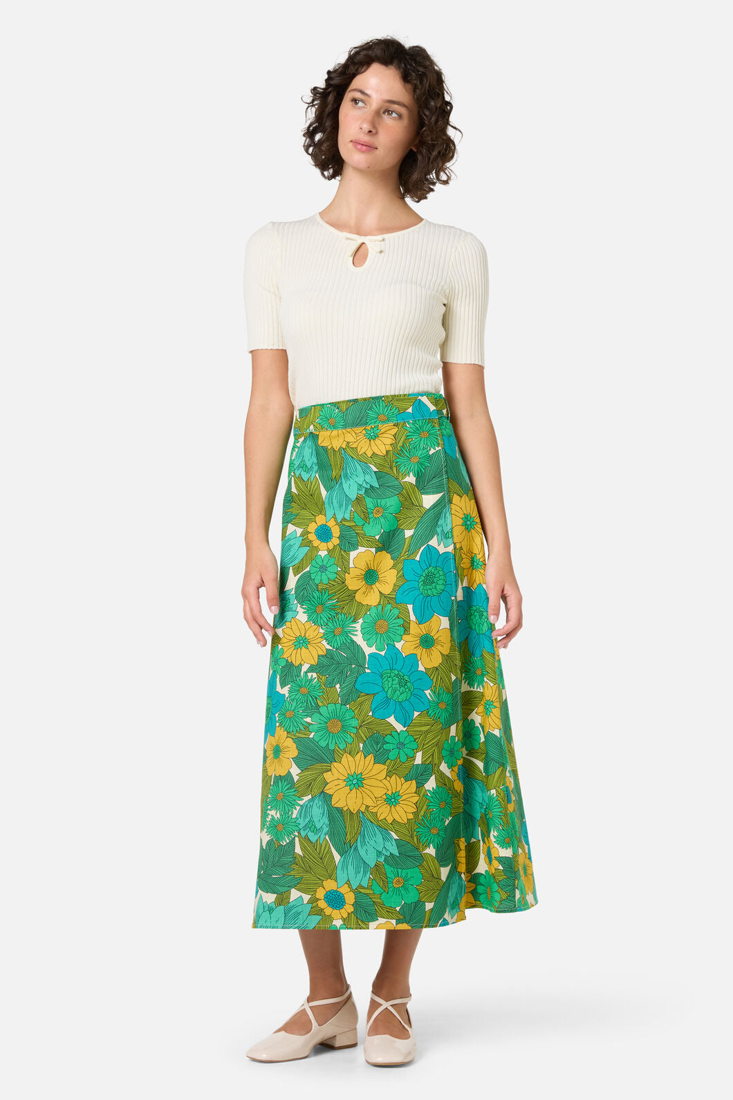 Princess Highway - Nellie 70'S Floral Wrap Skirt - green